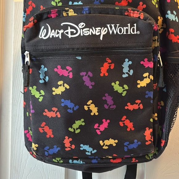 Walt Disney World Parks Mickey Mouse MultiColor Silhouettes Logo Backpack LARGE - Picture 2 of 12